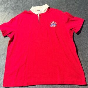 Polo Ralph Lauren Red Custom Fit Rugby Shirt XL Embroidered Crest Vent Eyelets